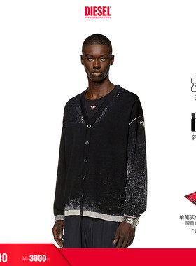 [折扣]DIESEL男士OVAL D黑色开衫针织衫A111900BEAR