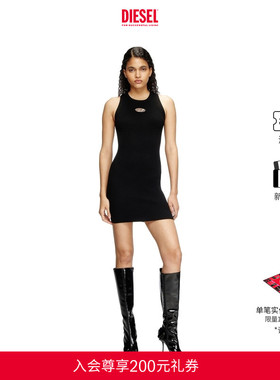 DIESEL女士25秋冬OVAL D黑色深绿色短款连衣裙A174490DLAX
