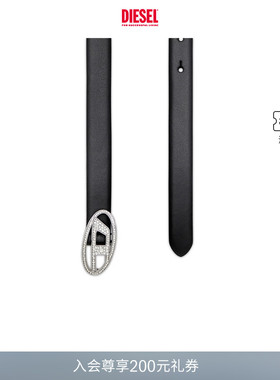 [礼物]DIESEL女士25秋冬OVAL D黑色皮带腰带X09972P6364