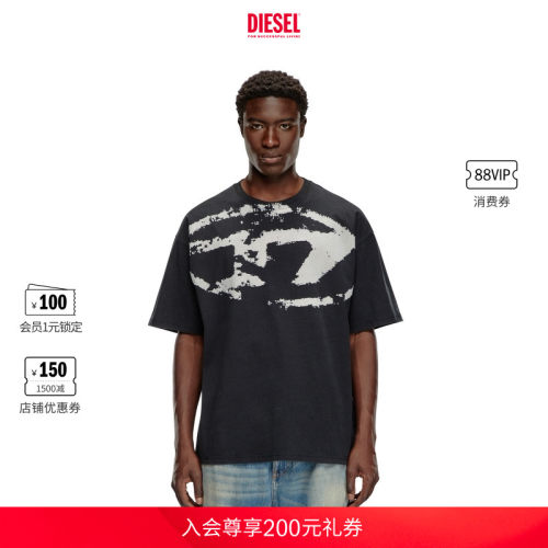 DIESEL男女同款中性OVAL D圆领通勤穿搭短袖T恤A130490DQAU