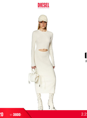 [折扣]DIESEL女士黑色米色挖剪设计修身连衣裙A111760BMAI