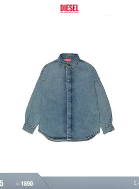 [折扣]DIESEL男童OVAL D长袖牛仔衬衫J02307KXBPS