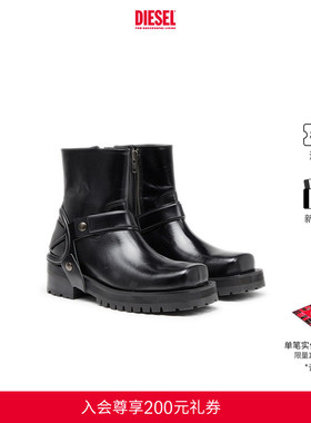 DIESEL男士时装秀OVAL D黑色短靴皮靴Y03433PR030