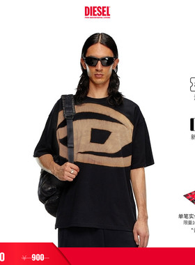 [折扣]DIESEL男女同款中性OVAL D黑色短袖T恤A148720QKAS