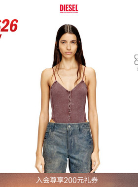 [新款]DIESEL女士26早春棕色带纽扣吊带连体运动上衣A203600DCCQ