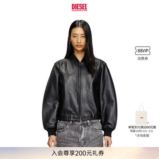 DIESEL女士黑色皮衣机车夹克外套A168010PFAH
