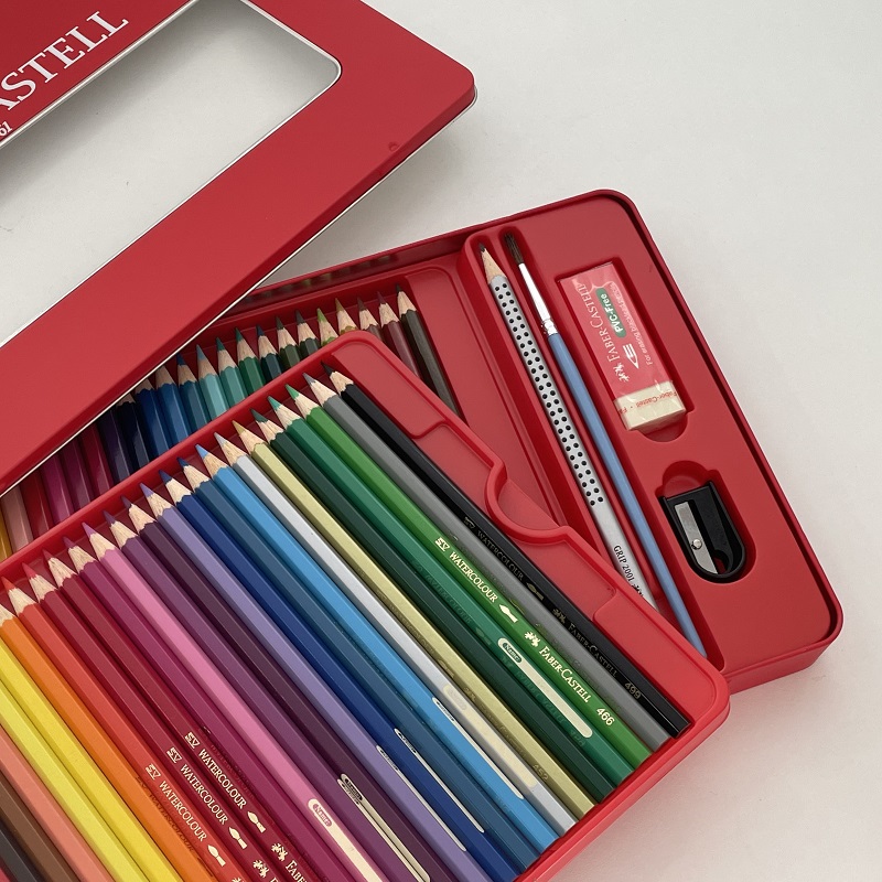 辉柏嘉日本原装48色36色水溶性彩色铅笔专业学习美术彩铅绘画铁盒