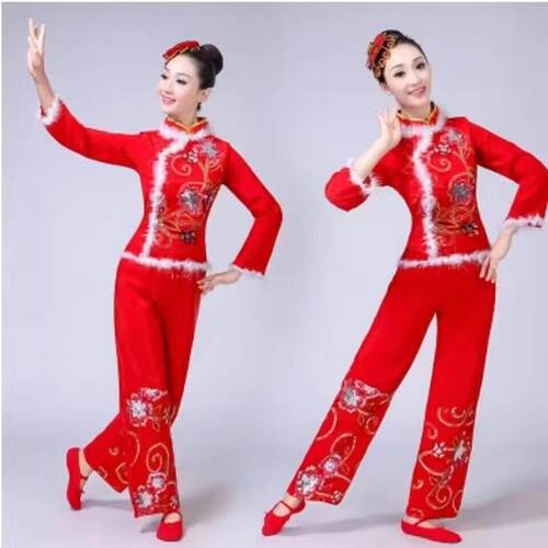秧歌服春节喜庆新款2024新款演出服蹈服广场舞成人腰鼓服女装秋冬