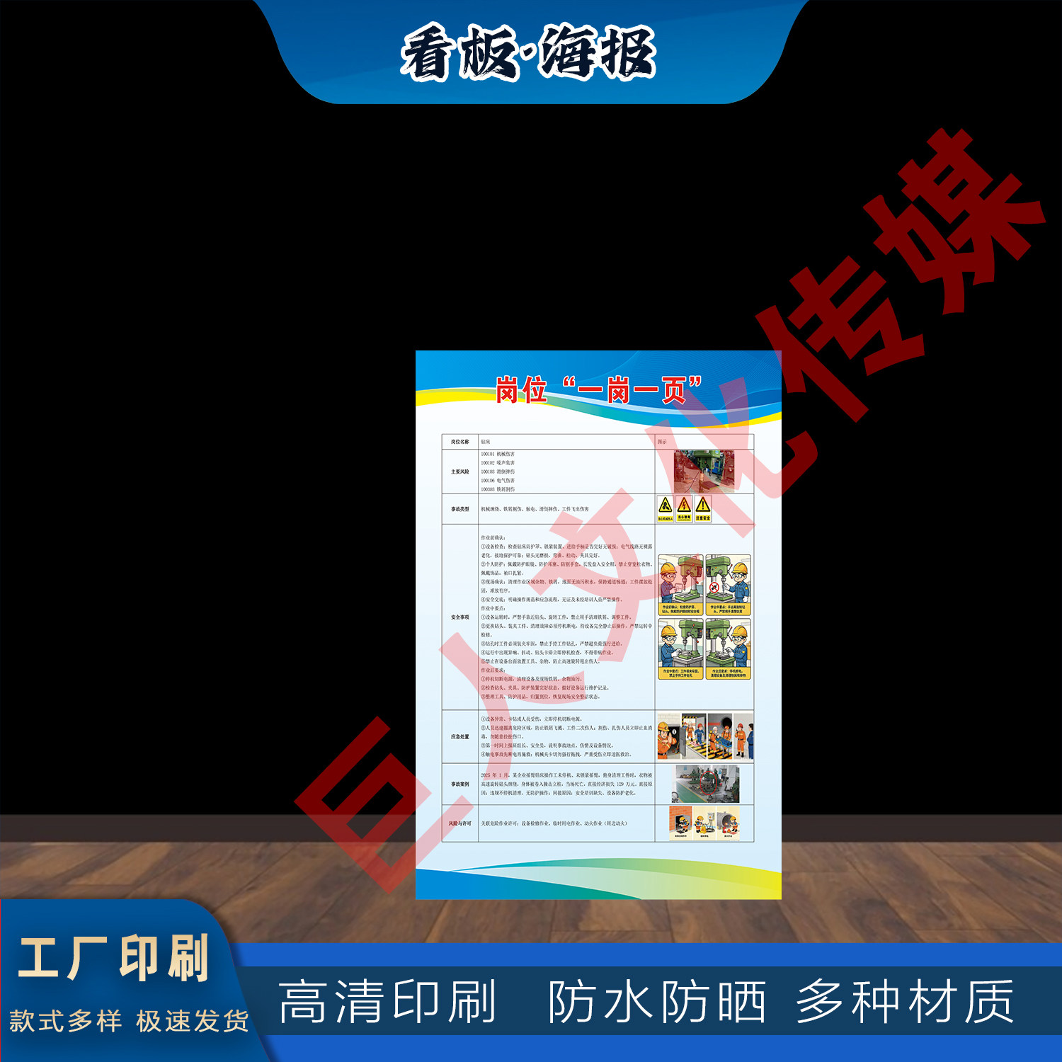 六化建设一页一岗明白卡操作手册员工安全手册风险告知卡四色图