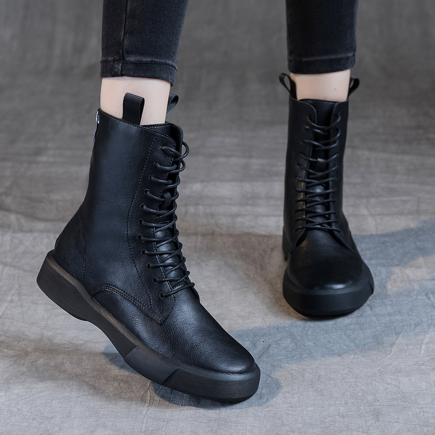 时尚超火新款真皮厚底马丁靴女款舒适2025冬女士复古休闲皮靴软底,女鞋,马丁靴,淘宝优惠券,粉丝福利购,淘宝优惠卷