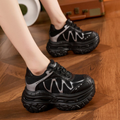 香港新款 轻便 不累脚2025秋真皮休闲鞋 网红超火厚底增高老爹鞋 女款