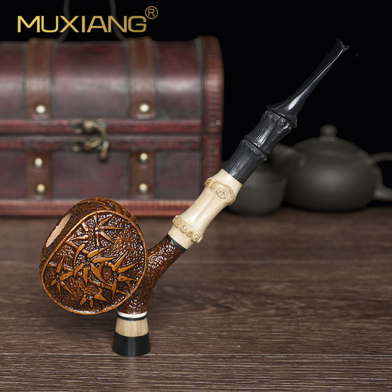 男士石楠木烟斗自由式手工竹节实木雕刻烟斗传统老式过滤专用烟具