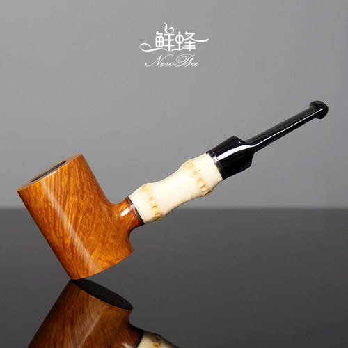 NewBee鲜蜂石楠木烟斗手工实木竹节锤子直斗男士过滤老式传统烟具