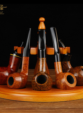 NewBee实木烟斗架男士收藏展示立式斗座手工罗马式半圆五位支架子