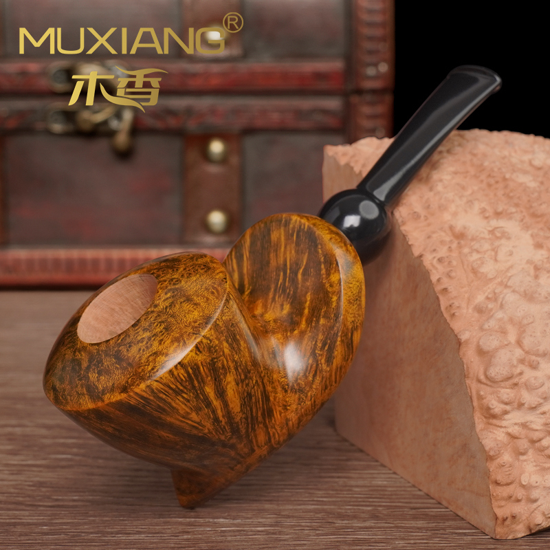 木香石楠木烟斗男士手工宽尾河豚实木烟斗传统老式过滤专用具配件