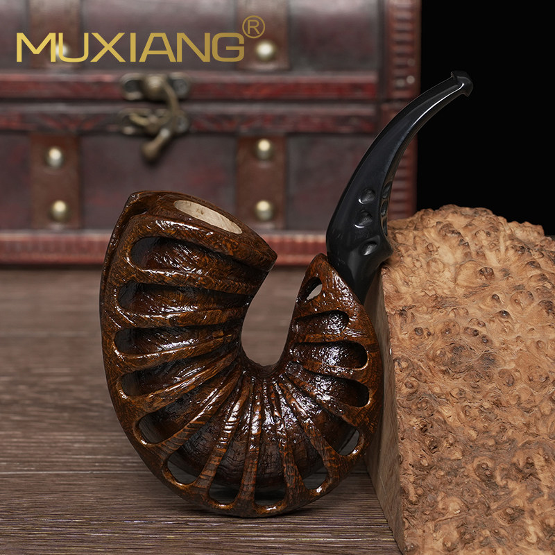 石楠木烟斗手工实木雕刻镂空军插斗传统老式过滤男士专用烟具配件