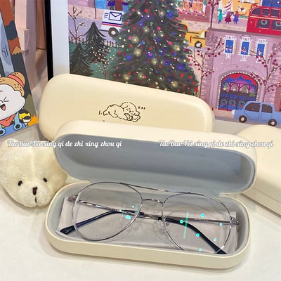 线条小狗眼镜盒简约便携抗压