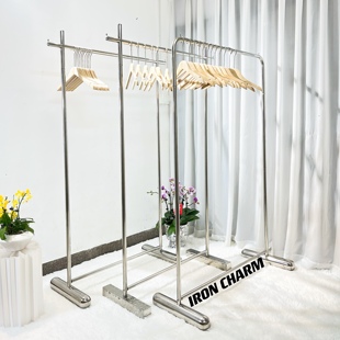 陈列货架 挂衣架不锈钢中岛男女装 加厚8k镜亮面服装 店展示架落地式