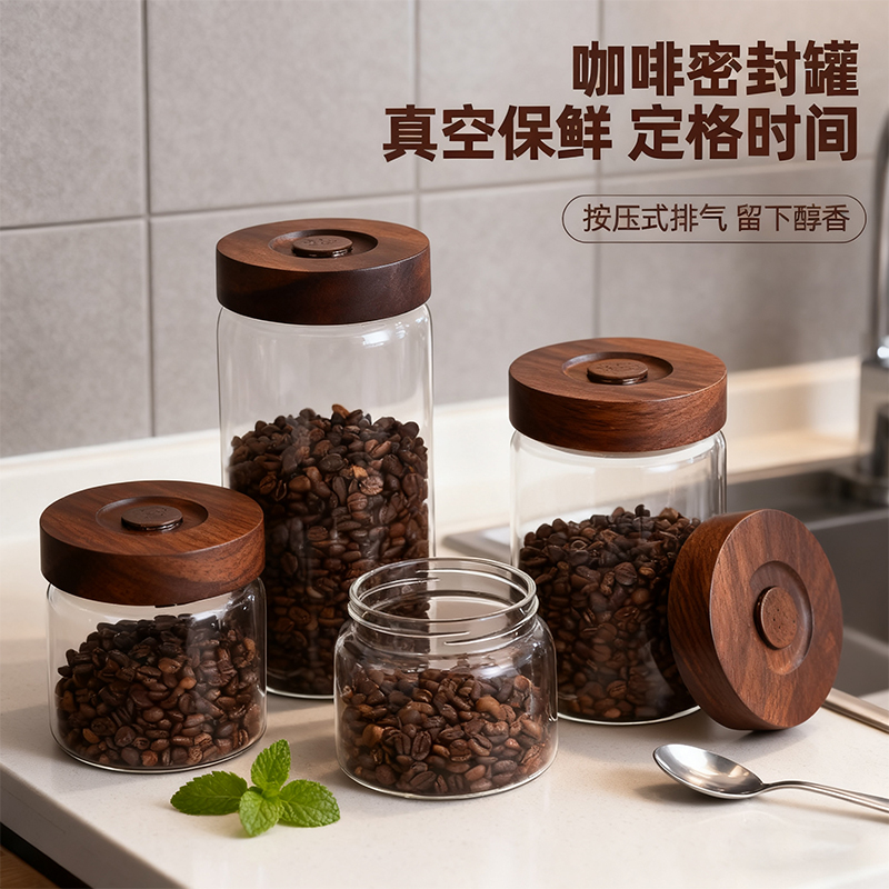 装咖啡豆的密封罐咖豆储存罐花茶