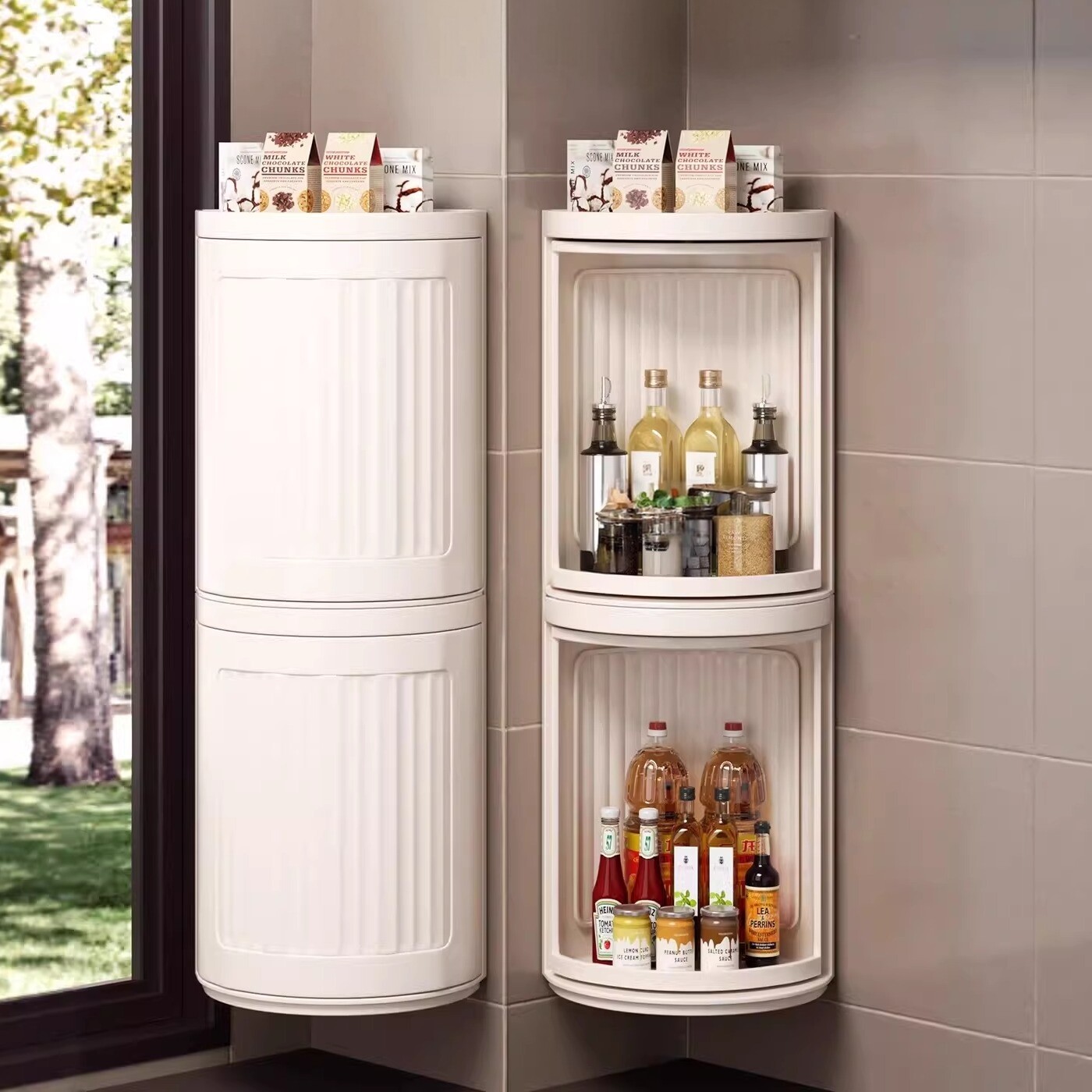 厨房调料置物架可旋转转角360度调味料调料品壁挂免打孔收三角架