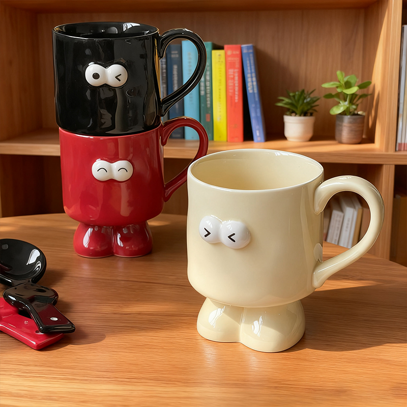 大眼睛杯子emoji表情马克杯大容量早餐杯水杯家用高颜值喝水杯子