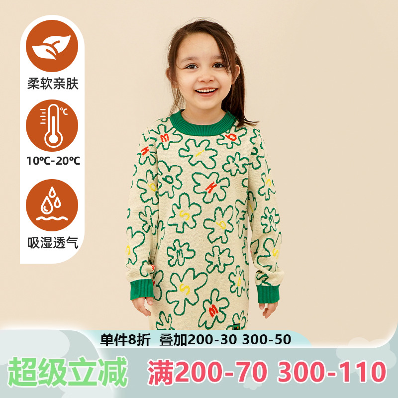 mibi新款女童长袖纯棉连体裙童装