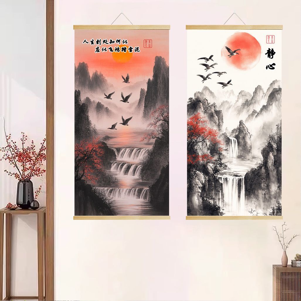 山水挂画动漫装饰宿舍卷轴挂画订做照片私人超大创意免打孔印照片图片