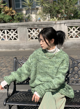 MACQNF正品2022秋冬圆领宽松休闲大肚羊毛针织毛衣女MQ29228