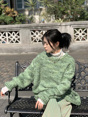 MACQNF正品2022秋冬圆领宽松休闲大肚羊毛针织毛衣女MQ29228