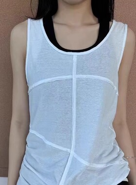 MQ｜MACQNF22357复古街头潮流宽松不规则背心女简约时尚吊带