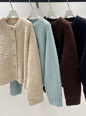 MQ｜MACQNF29372高品质韩系大肚羊毛开衫宽松圆领排扣毛衣外套女