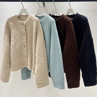 MQ|MACQNF29372高品质韩系大肚羊毛开衫宽松圆领排扣毛衣外套女