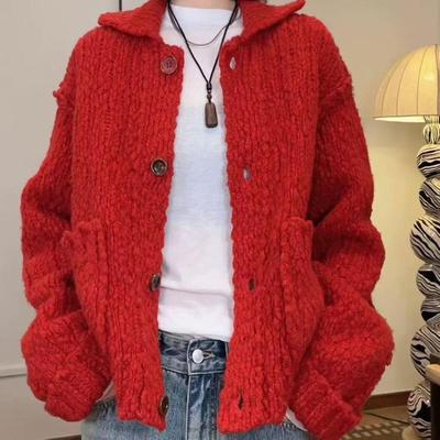 MQ｜MACQNF29560时尚小众设计大肚羊毛开衫厚实毛衣外套上衣女