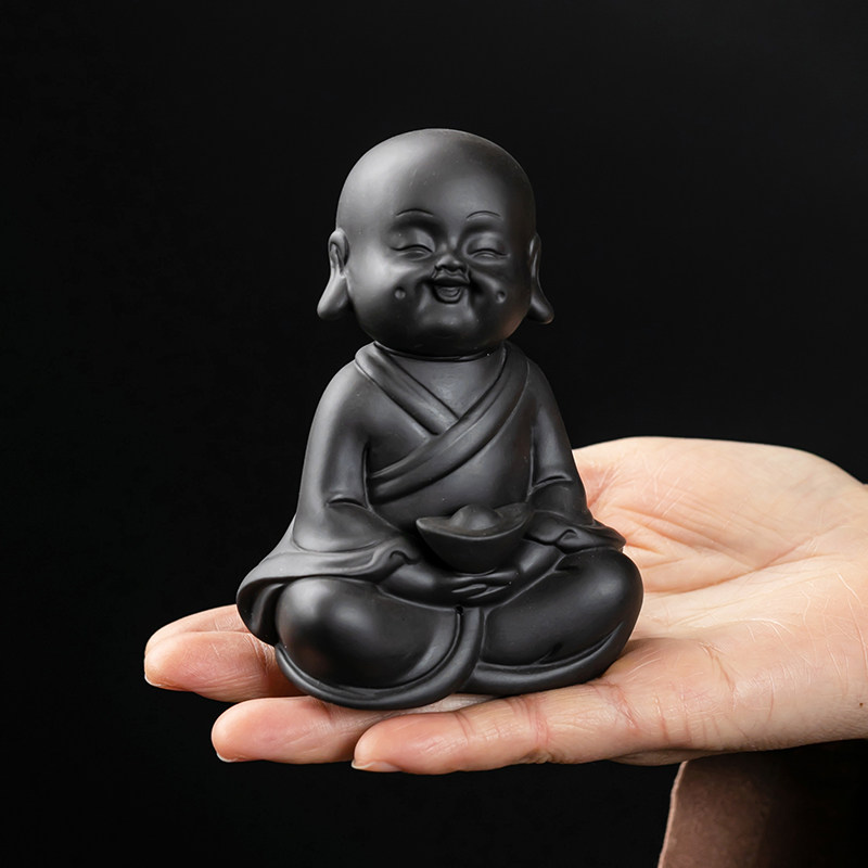 紫砂小和尚茶宠摆件精品可养茶桌茶台摆件桌面饰品高档茶具装饰