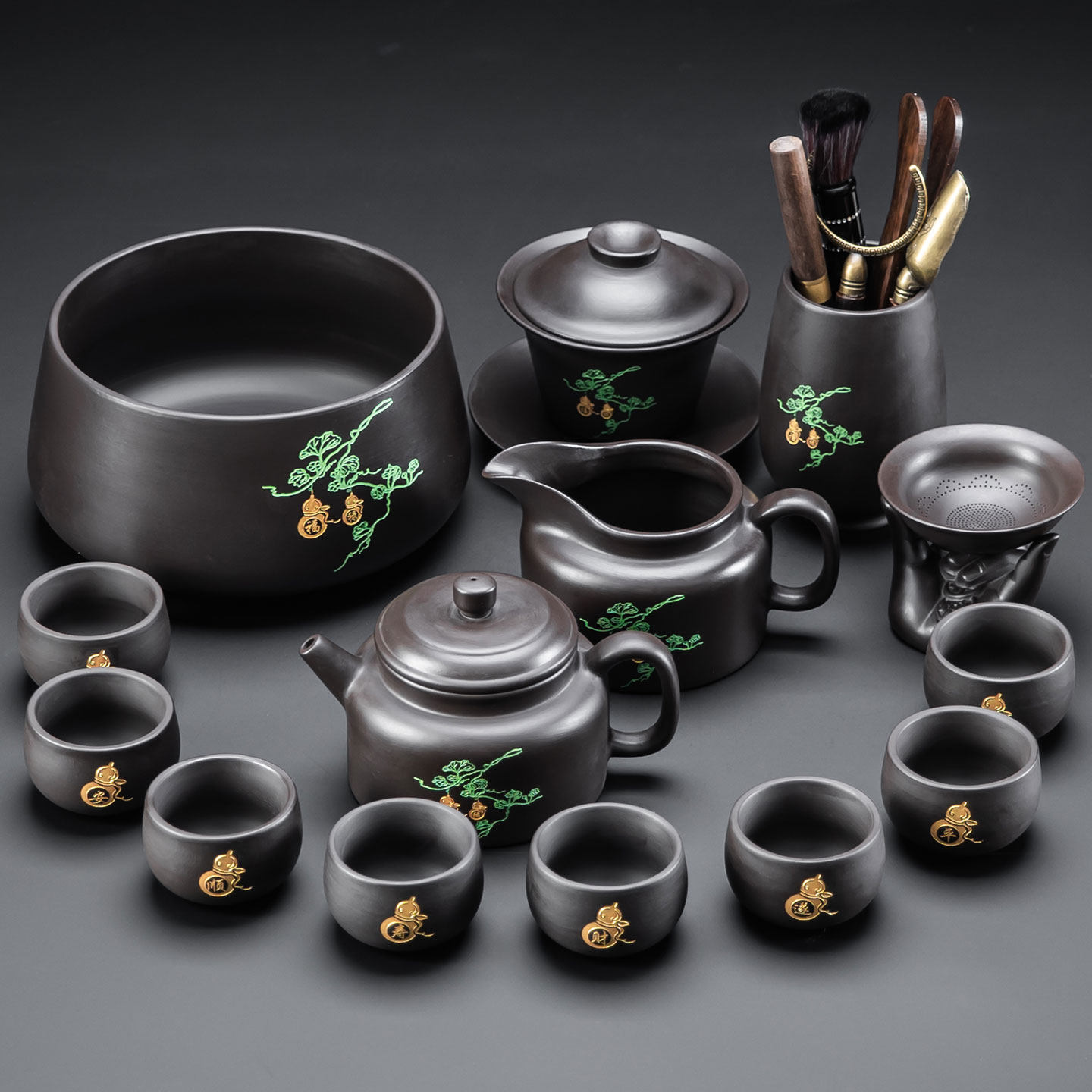 高档紫砂功夫茶具新中式三才盖碗茶壶全套家用泡茶器礼盒送礼佳品