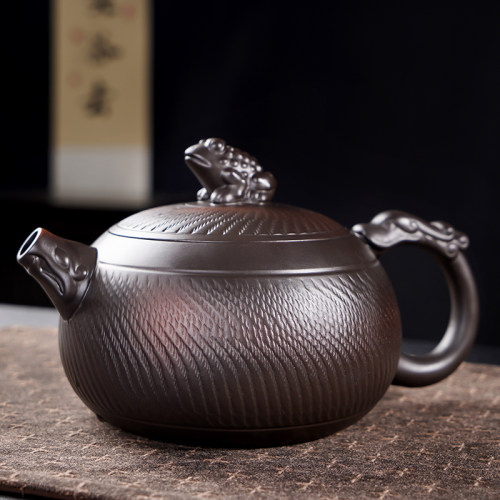 紫陶跳刀功夫茶壶半手工大容量西施壶陶瓷茶具单个冲茶器覆古中式
