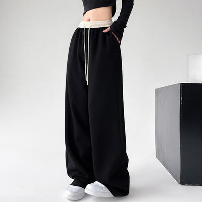 黑色运动裤长裤女高腰直筒裤卫裤