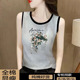背心吊带女百搭印花内搭宽松休闲上衣打底衫 外贸原单女装 纯棉无袖