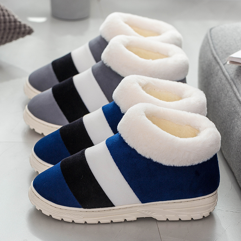 男女包跟棉拖鞋秋冬季外穿室内家居家用毛毛绒加厚底保暖高帮棉鞋