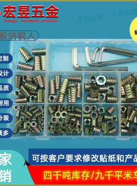 149pcs盒装 彩锌家具螺母M4M5M6M8镀彩锌内外牙螺母组合+4支扳手