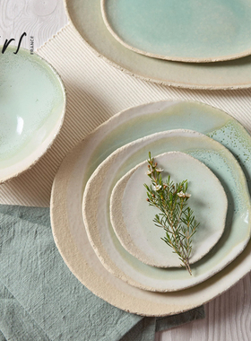 法国Jars WABI餐具盘子碗复古侘寂风陶瓷餐盘家用斗笠碗深盘汤碗