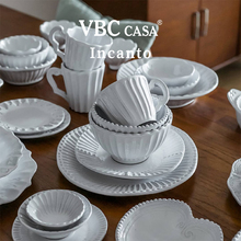 意大利VBC casa经典黑陶材质条纹碗盘餐具复古浮雕咖啡杯椭圆餐盘