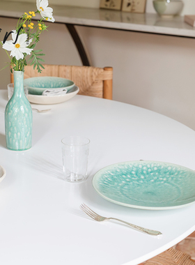 法国Jars TOURRON翡翠绿艺术陶瓷餐具深盘小众设计师餐盘咖啡杯碟