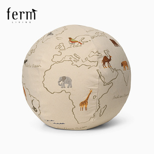 丹麦进口Ferm Living刺绣星球坐墩儿童懒人沙发凳脚踏可拆洗矮凳