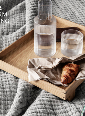 丹麦Ferm Living橡木托盘长方形浴室收纳盘洗漱台化妆品展示盘