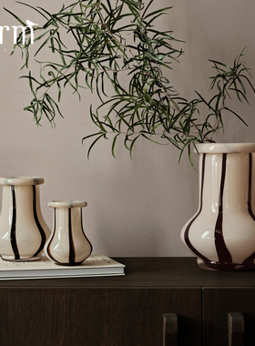 丹麦Ferm Living Riban糖果玻璃花瓶手工花器桌面客厅装饰摆件