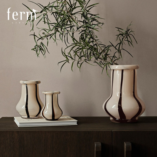 丹麦Ferm Living Riban糖果玻璃花瓶手工花器桌面客厅装饰摆件