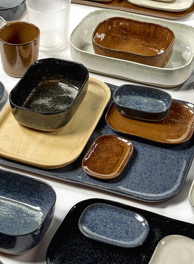 比利时Serax Merci复古陶瓷托盘长方形深盘一人食餐具套装蘸料碟