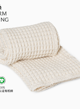 丹麦Ferm Living有机棉浴巾洗澡巾 华夫格毛巾吸水洗脸巾擦手家用