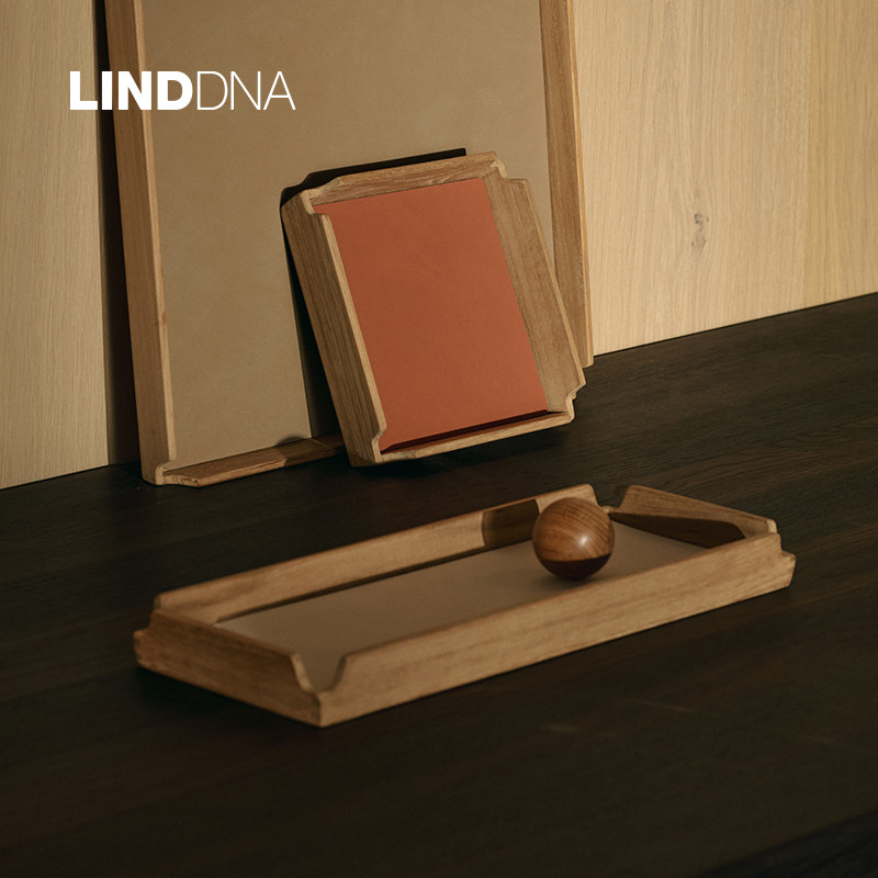 丹麦Lind Dna迷你实木托盘方形茶盘点心盘咖啡茶具皮革收纳盘